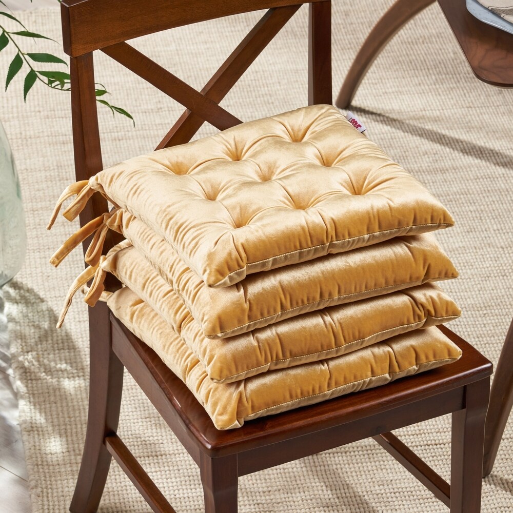 Foxhall Tufted Velvet Dining Chair Cushions (Set of 4) by Christopher Knight Home