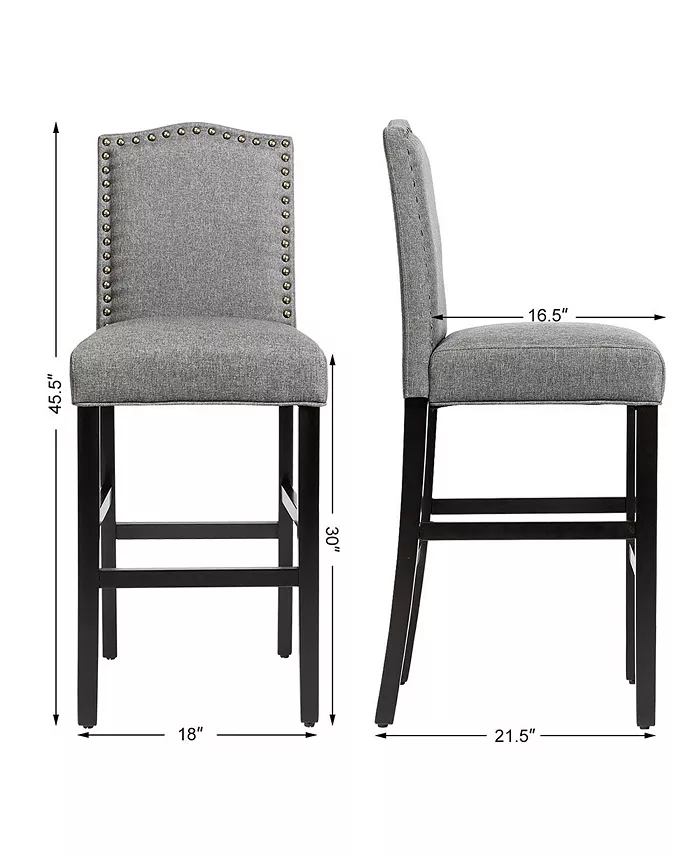 Costway Set of 2 Bar Stools 30'' Upholstered Kitchen Chairs