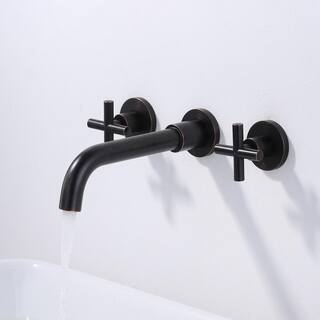 IVIGA Modern Double Handle Wall Mounted Bathroom Faucet in Oil Rubbed Bronze VBB02RB