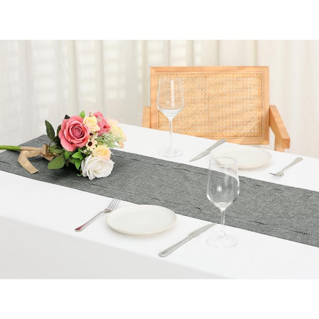 Unique Bargains Home Decoration Eyelet Hollow Out Flat Corner Table Runner 12 X 71 Inches 1 Pc