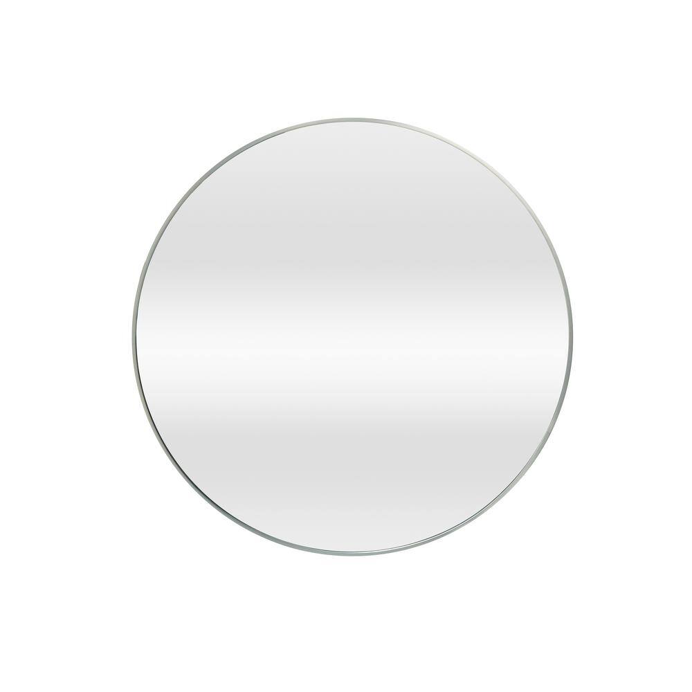 Glacier Bay 24 in. W x 24 in. H Round Aluminum Framed Wall Bathroom Vanity Mirror in Silver AL-60S