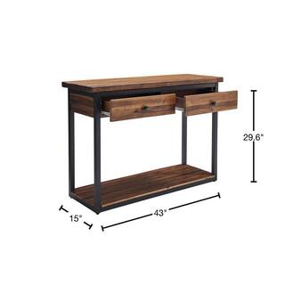 Alaterre Furniture Claremont 43 in. Dark Brown Rectangle Wood Console Table with 2-Drawers ANCM1074