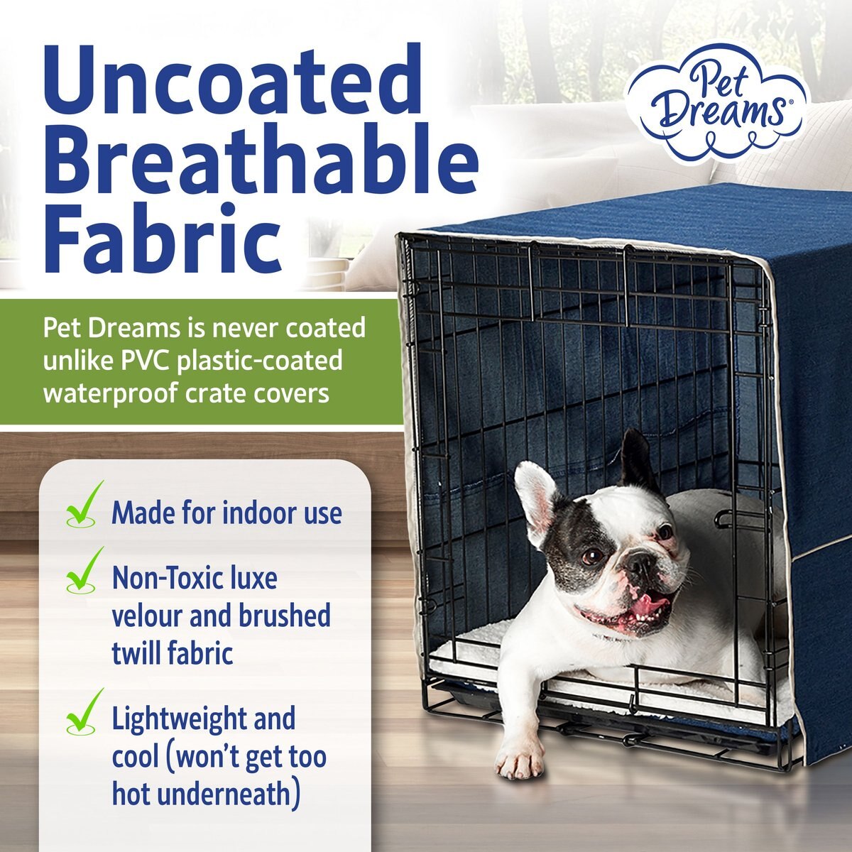 Pet Dreams Open Front Dog Crate Cover