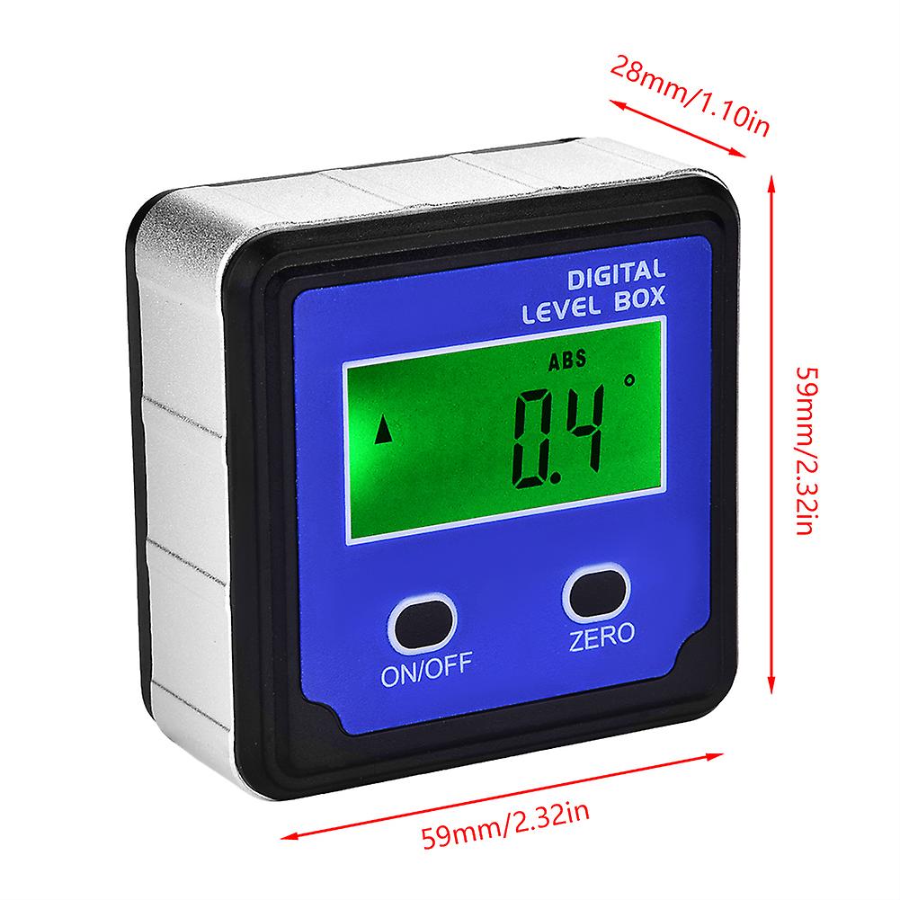 1pc 4*90 Digital Protractor Inclinometer Level Bevel Box Angle Finder With Magnet Base (blue)