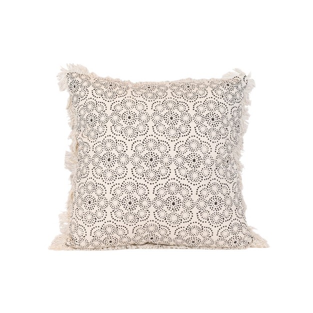 20x20 Inch Hand Woven Round Floral Pattern Pillow Cotton With Polyester Fill By Foreside Home amp Garden