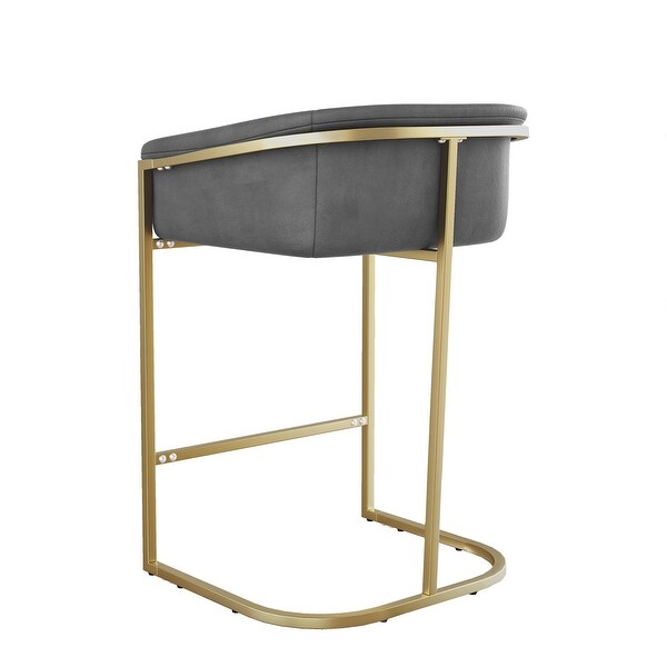 Counter Height Arm Bar Stools Dining Chairs with Gold Frame， Set of 2