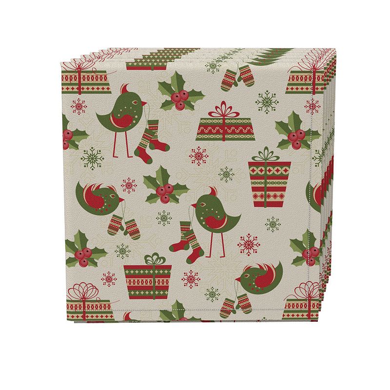 Napkin Set of 4， 100% Cotton， 20x20， Christmas Celebration