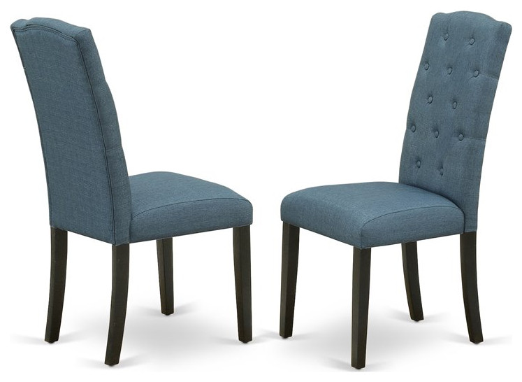 East West Furniture Celina 41 quotFabric Dining Chairs in Black/Blue (Set of 2)   Transitional   Dining Chairs   by Homesquare  Houzz