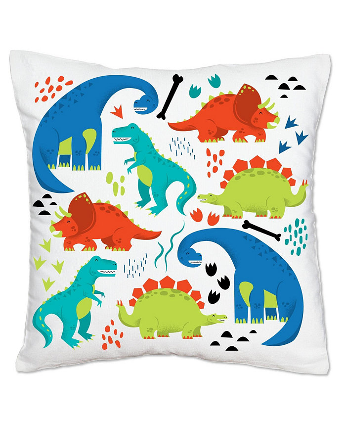 Big Dot of Happiness Roar Dinosaur - Home Decorative Cushion Case - Throw Pillow Cover - 16 x 16 In