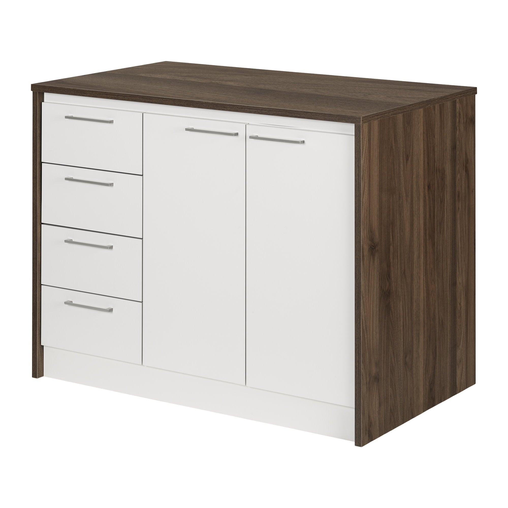 Myro Kitchen Island Natural Walnut and White