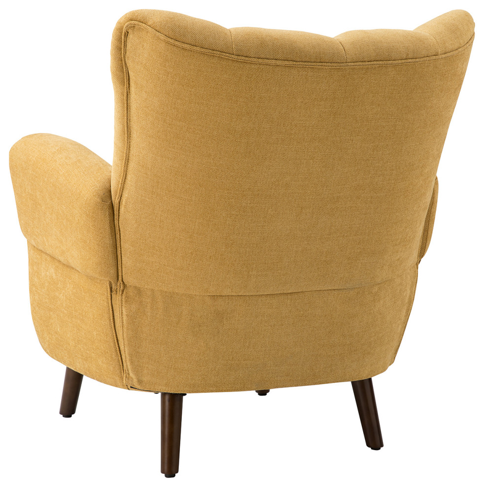 Mid Century Upholstered Club Chair with Wingback ampButton tufted Design   Midcentury   Armchairs And Accent Chairs   by Karat Home  Houzz