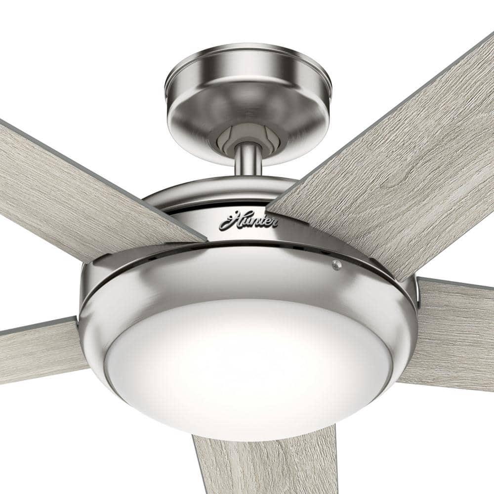 Hunter Barton 52 in LED Indoor Brushed Nickel Ceiling Fan with Light and Remote Control