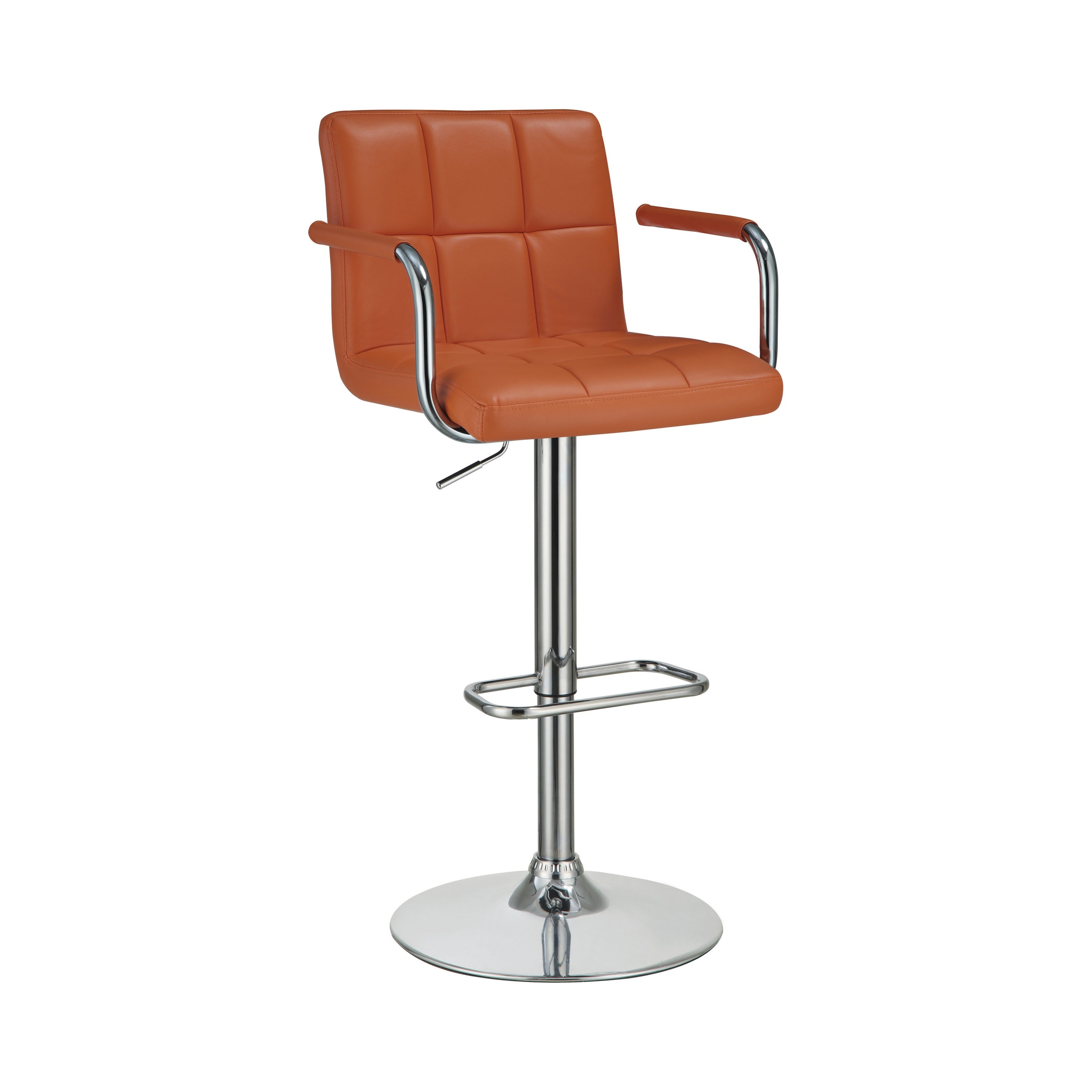 Grid Adjustable Swiveling Bar Stool， Orange - 43 H x 20.75 W x 19 L Inches