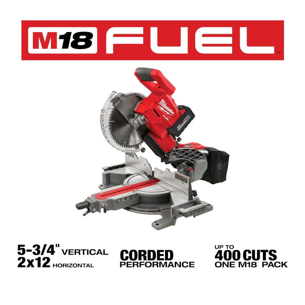 Milwaukee M18 FUEL 18V 10 in. Lithium-Ion Brushless Cordless Dual Bevel Sliding Compound Miter Saw Kit with One 8.0 Ah Battery 2734-21