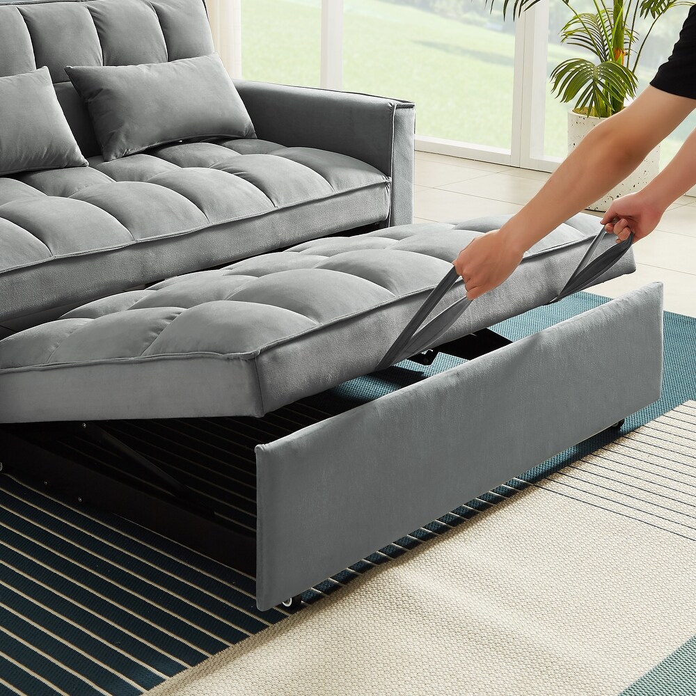 Velvet Convertible Loveseat Sleeper Sofa Couch with Adjustable Backrest