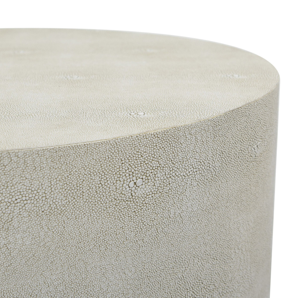 Dann Foley Lifestyle Oval Side Table Ivory Faux Leather Shagreen Finish   Contemporary   Side Tables And End Tables   by StyleCraft  Houzz