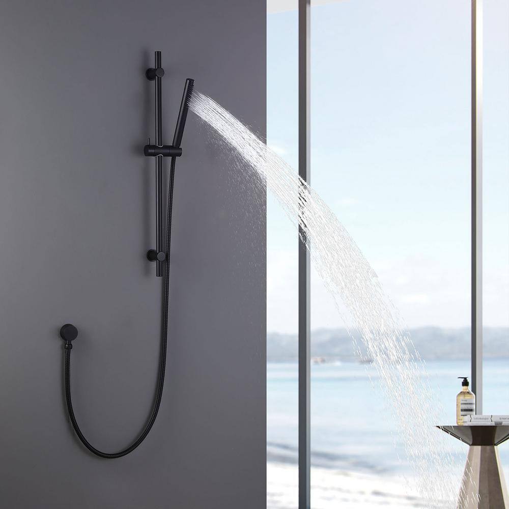 matrix decor 1-Spray Patterns 8.66 in. Wall Mount Handheld Shower Head with Slide Bar in Matte Black MD-RCS91001MB