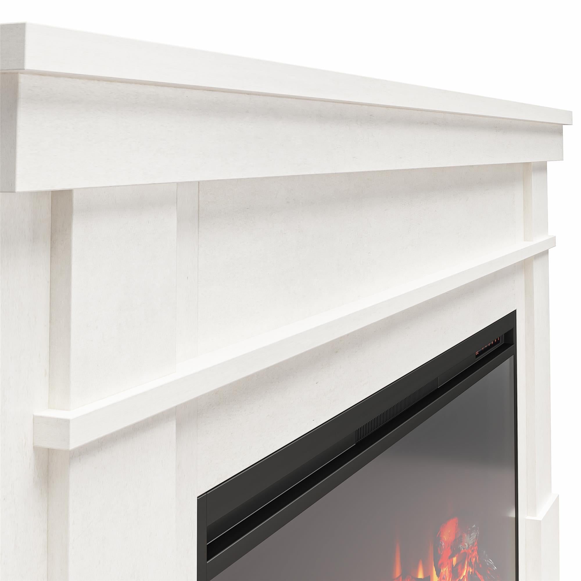 Ameriwood Home Elmdale Wide Mantel with Linear Electric Fireplace, Plaster