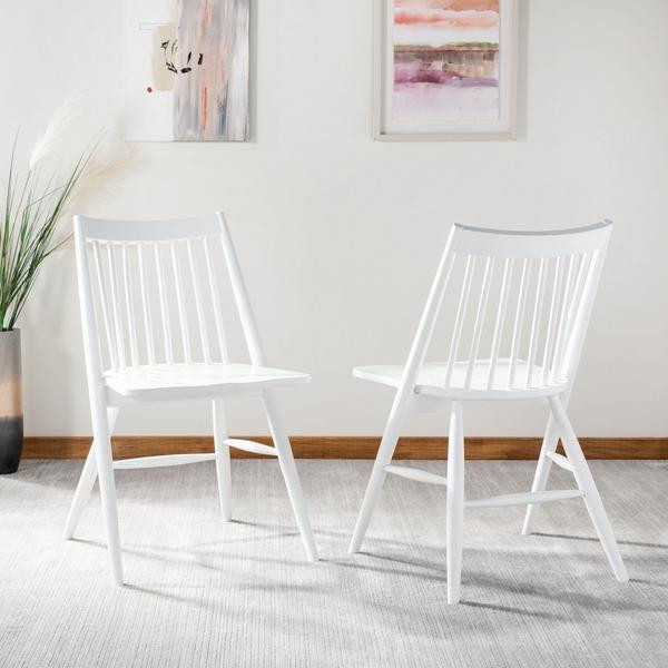 Dirk 19 quotSpindle Dining Chair set of 2 White   Midcentury   Dining Chairs   by AED Luxury Home Decor  Houzz