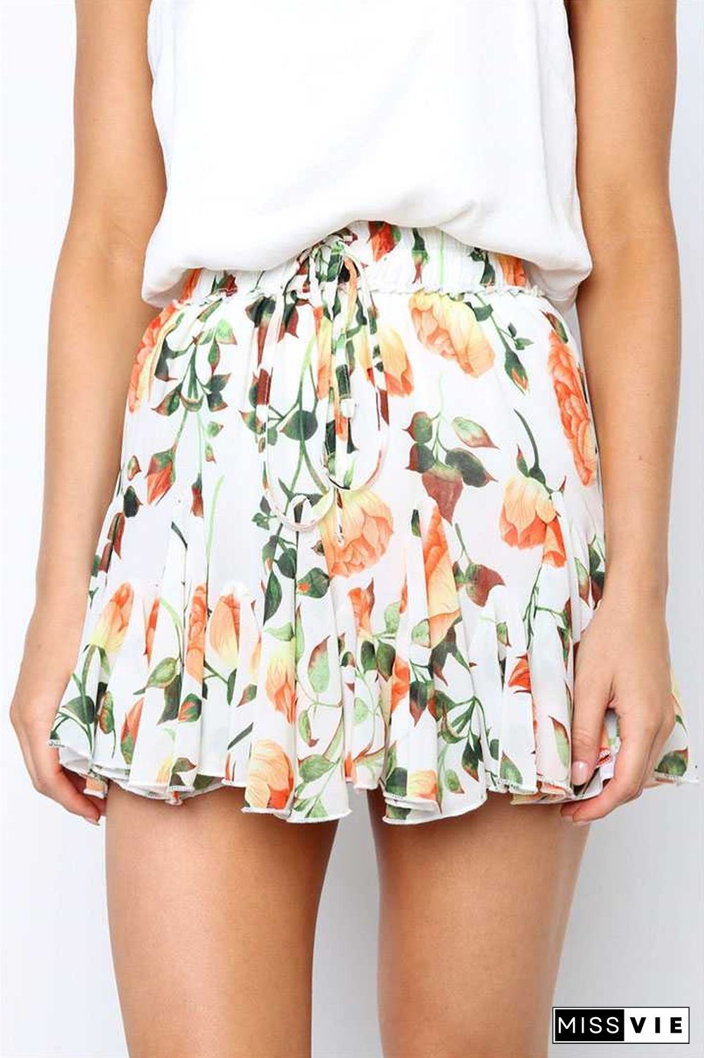 Easy To Team Elastic Waistband Flounce Mini Skirt