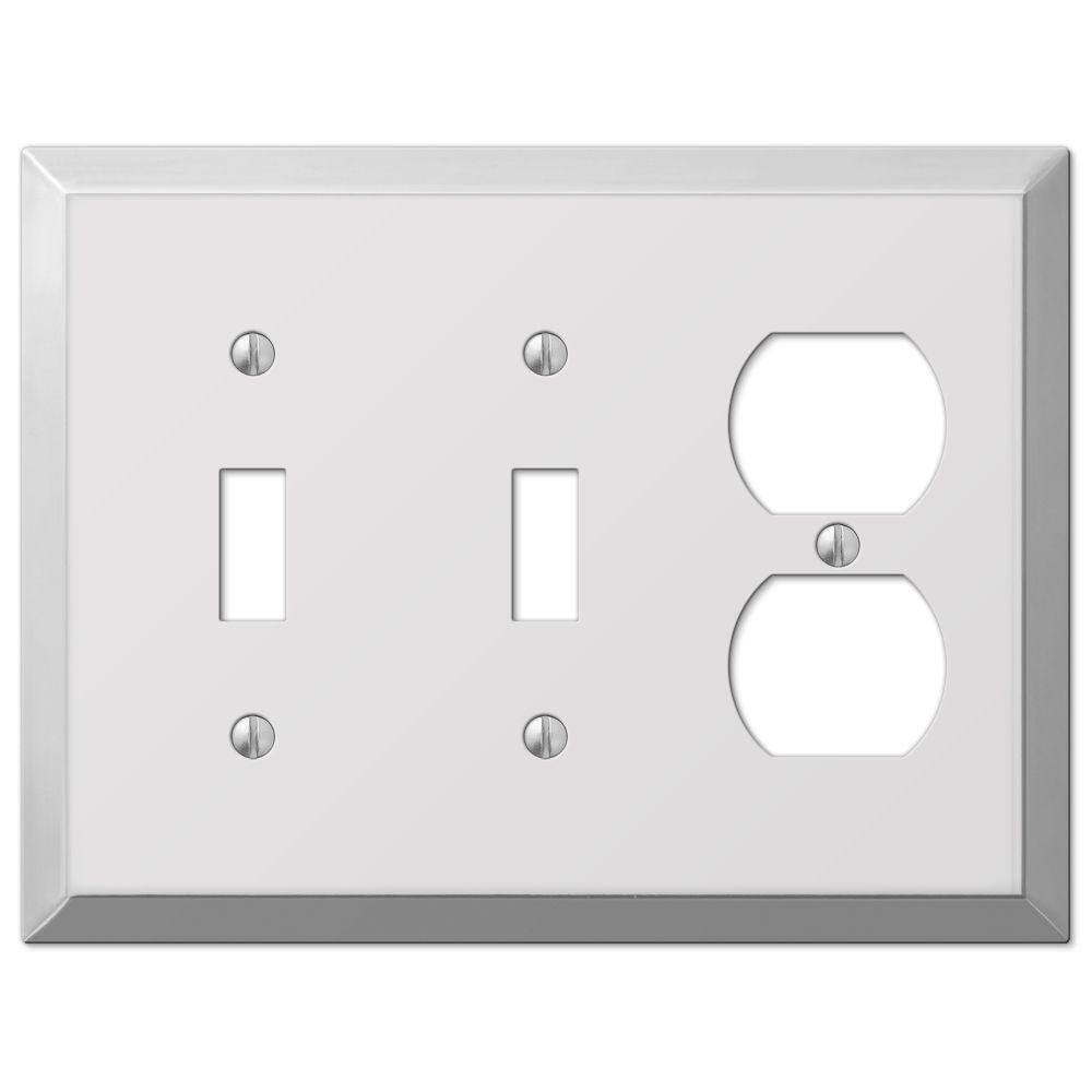 AMERELLE Metallic 3 Gang 2-Toggle and 1-Duplex Steel Wall Plate - Polished Chrome 161TTD