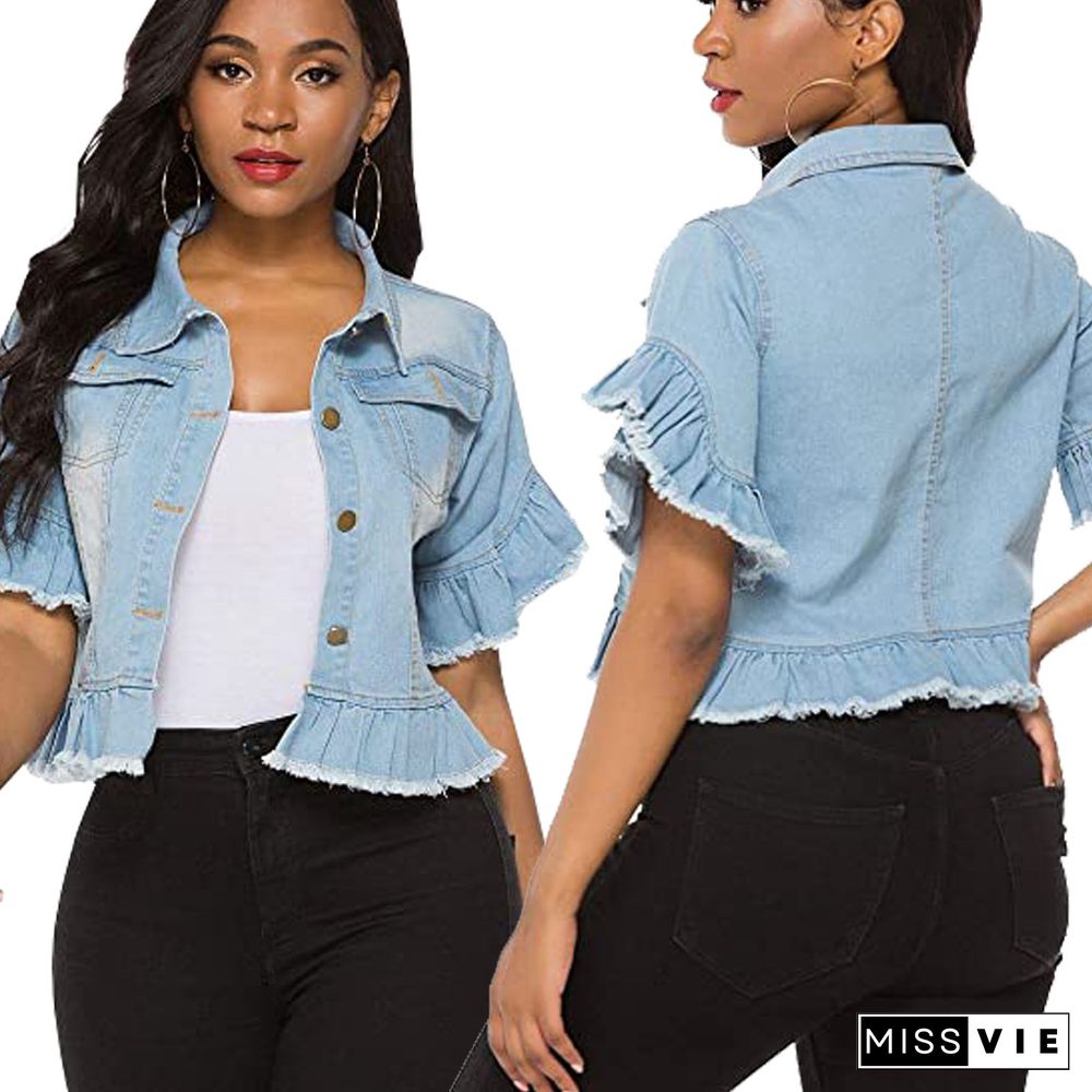 Sexy Fashion Short Slim Fit Denim Jacket