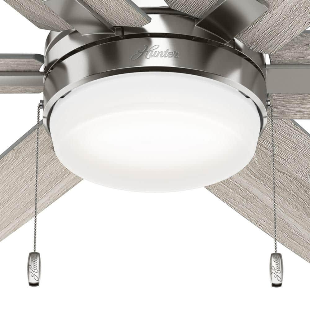 Hunter Lodestar 52 in LED Indoor Brushed Nickel Ceiling Fan with Light Kit