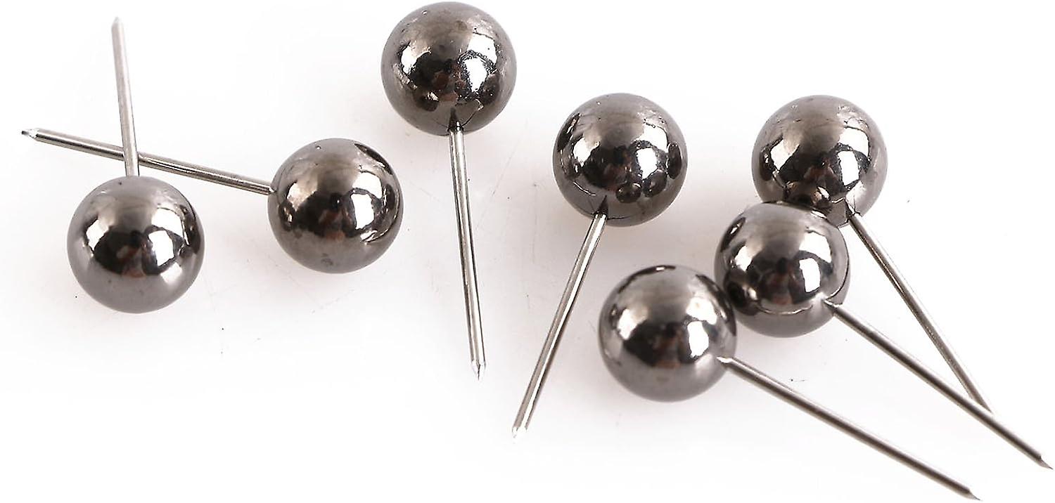 100pcs 1/4 Inch Small Round Head Map Tacks Pins For Home Office Bulletin Cork Board Use And Diy Craft Project (black Silver)