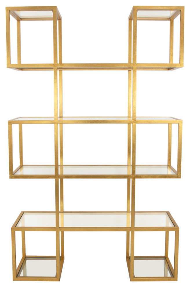 Walden Gold Box Cube Shelf   Contemporary   Bookcases   by Peachtree Fine Furniture  Houzz