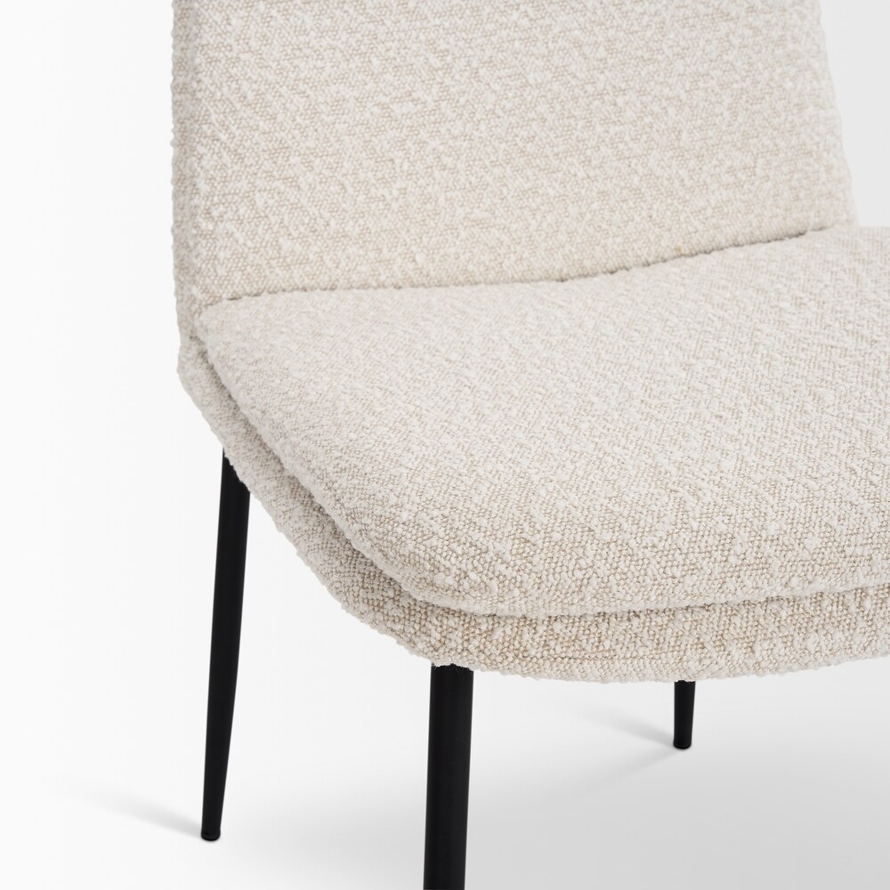 Eve Dining Chair w/ Cream Boucle Fabric   Matte Black Metal