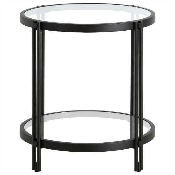 Inez 21'' Wide Round Side Table in Blackened Bronze