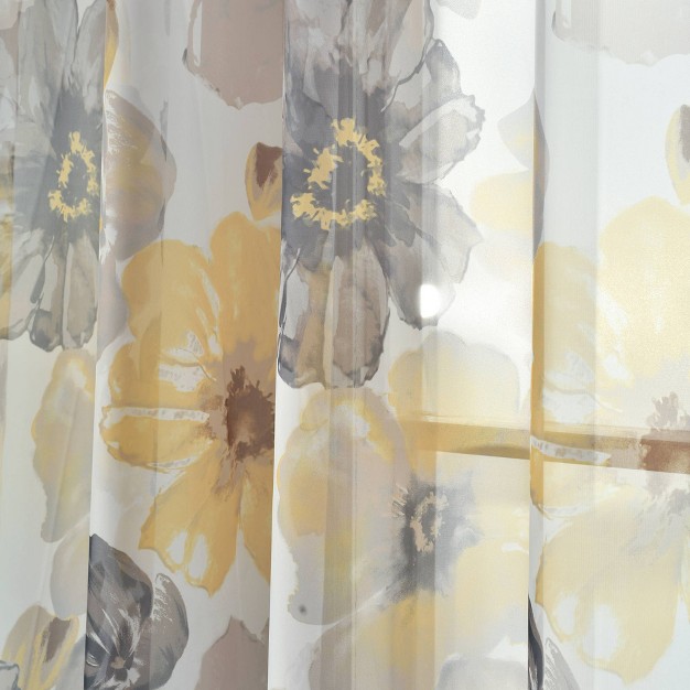 Sheer Leah Curtain Panels Yellow gray Lush D cor