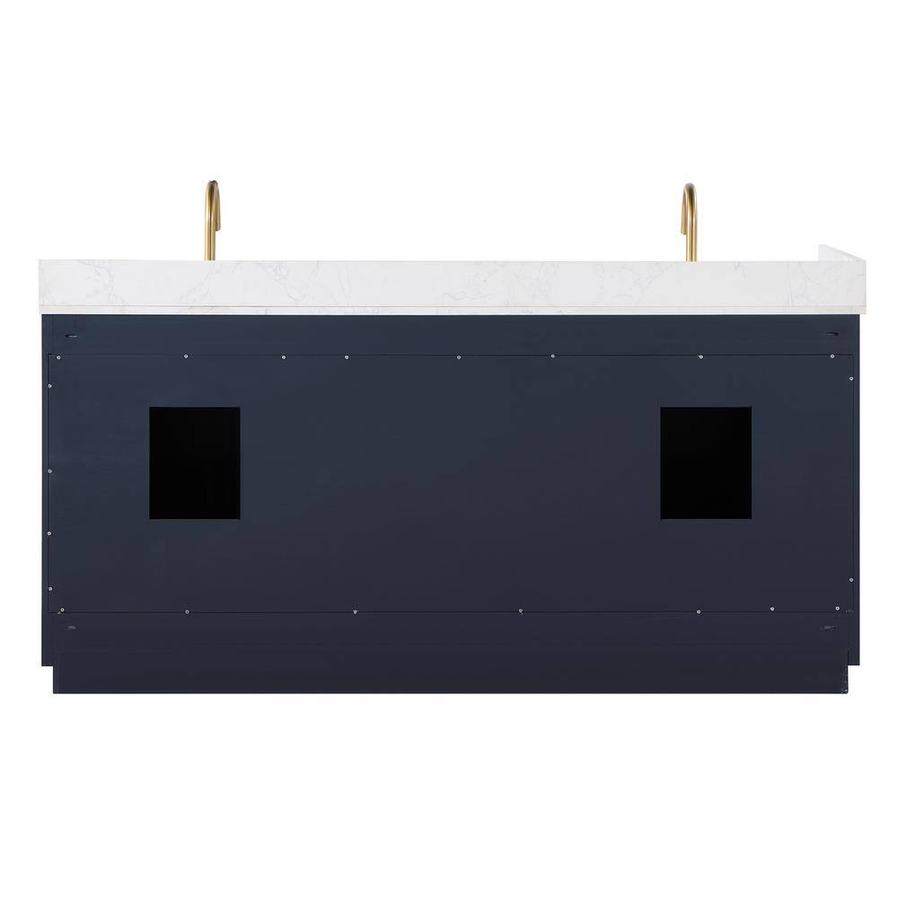 Altair Gavino 72 in. W x 22 in. D x 34 in. H Bath Vanity in Royal Blue with Grain White Composite Stone Top 557072-RB-GW-NM