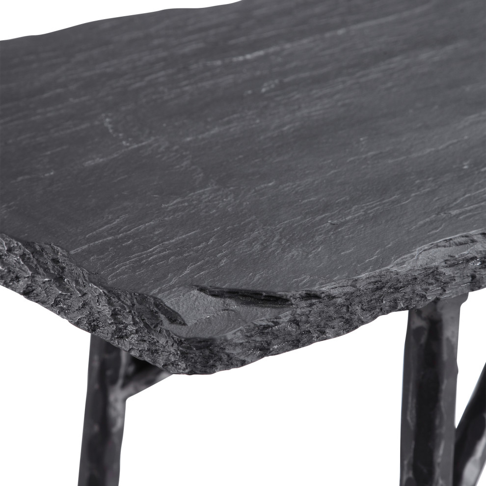 Uttermost Kaduna Slate Console Table   Midcentury   Console Tables   by HedgeApple  Houzz