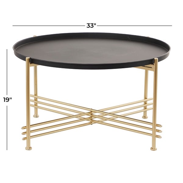 Gold Metal Modern Coffee Table - 33 x 33 x 19