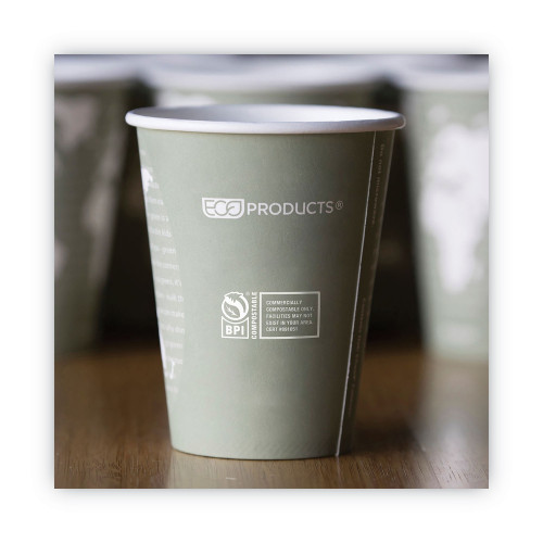 Eco-Products World Art Renewable and Compostable Hot Cups， 12 oz， 50/Pack， 20 Packs/Carton (EPBHC12WA)