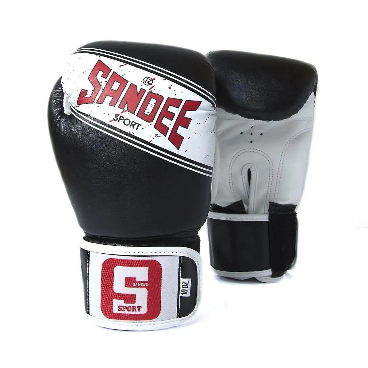 Sandee sport 2 tone pu boxing gloves - black white