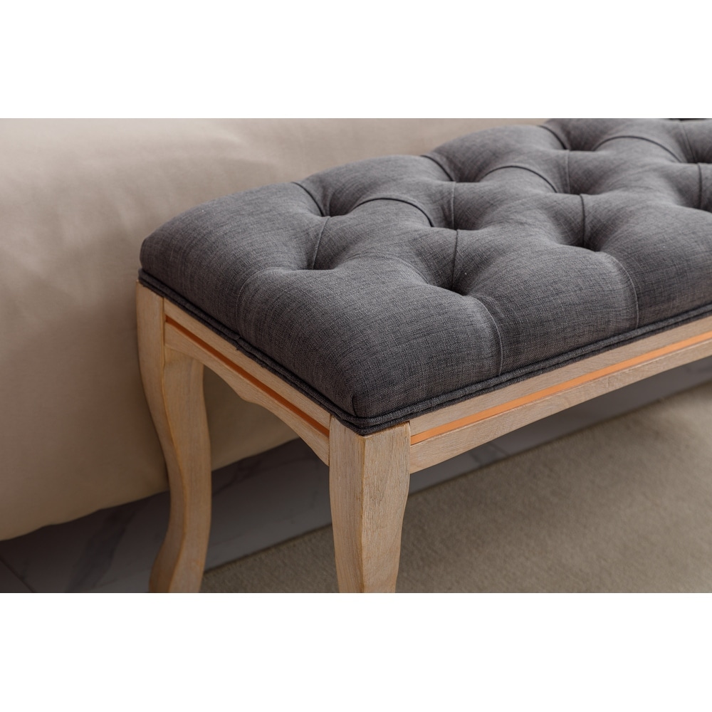 Velvet Upholstered Bench Ottoman  Tufted Dining Bedroom Bench Solid Wood Accent Bench Footrest Stools for Entryway