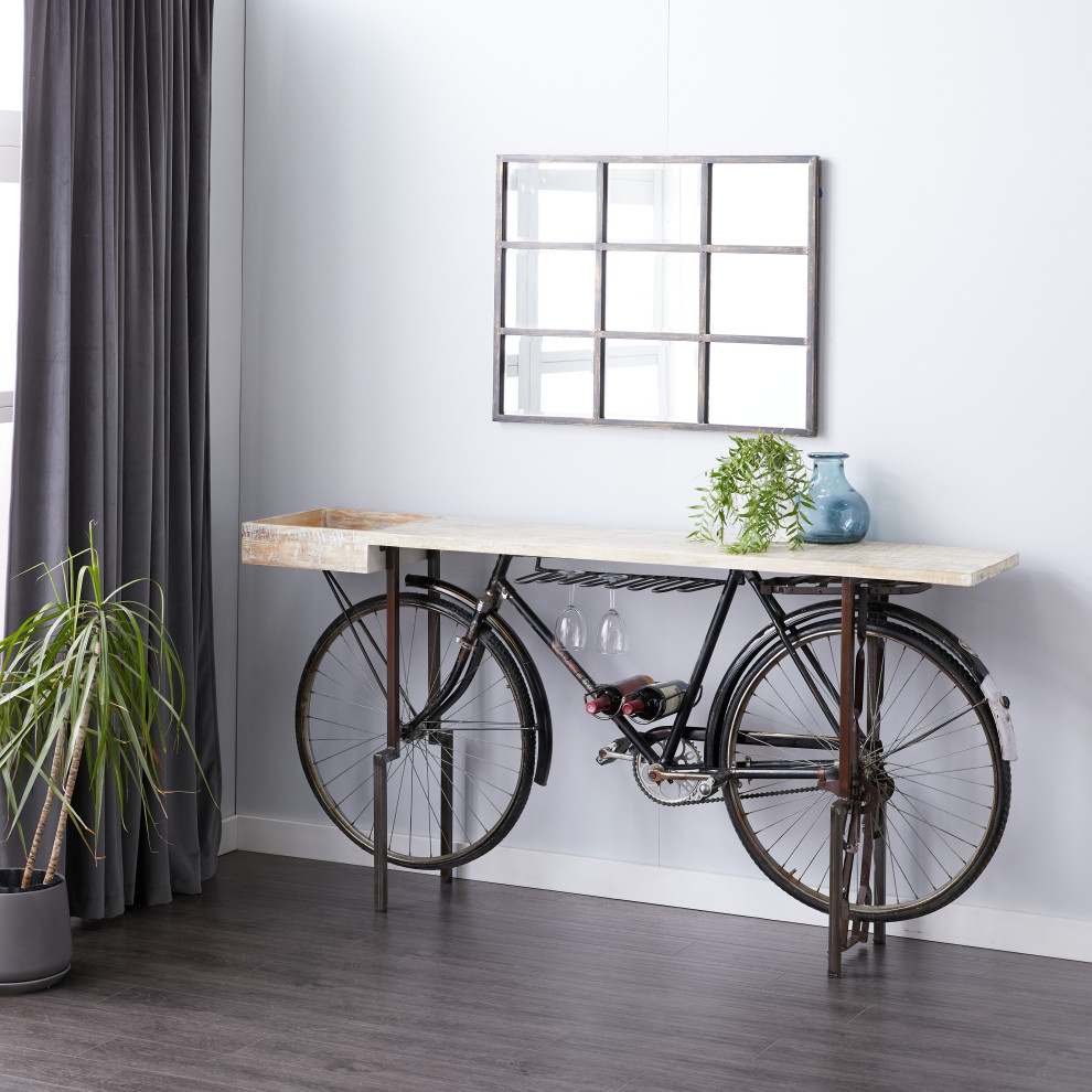 Rustic Black Metal Bar 29446   Eclectic   Console Tables   by Brimfield  ampMay  Houzz