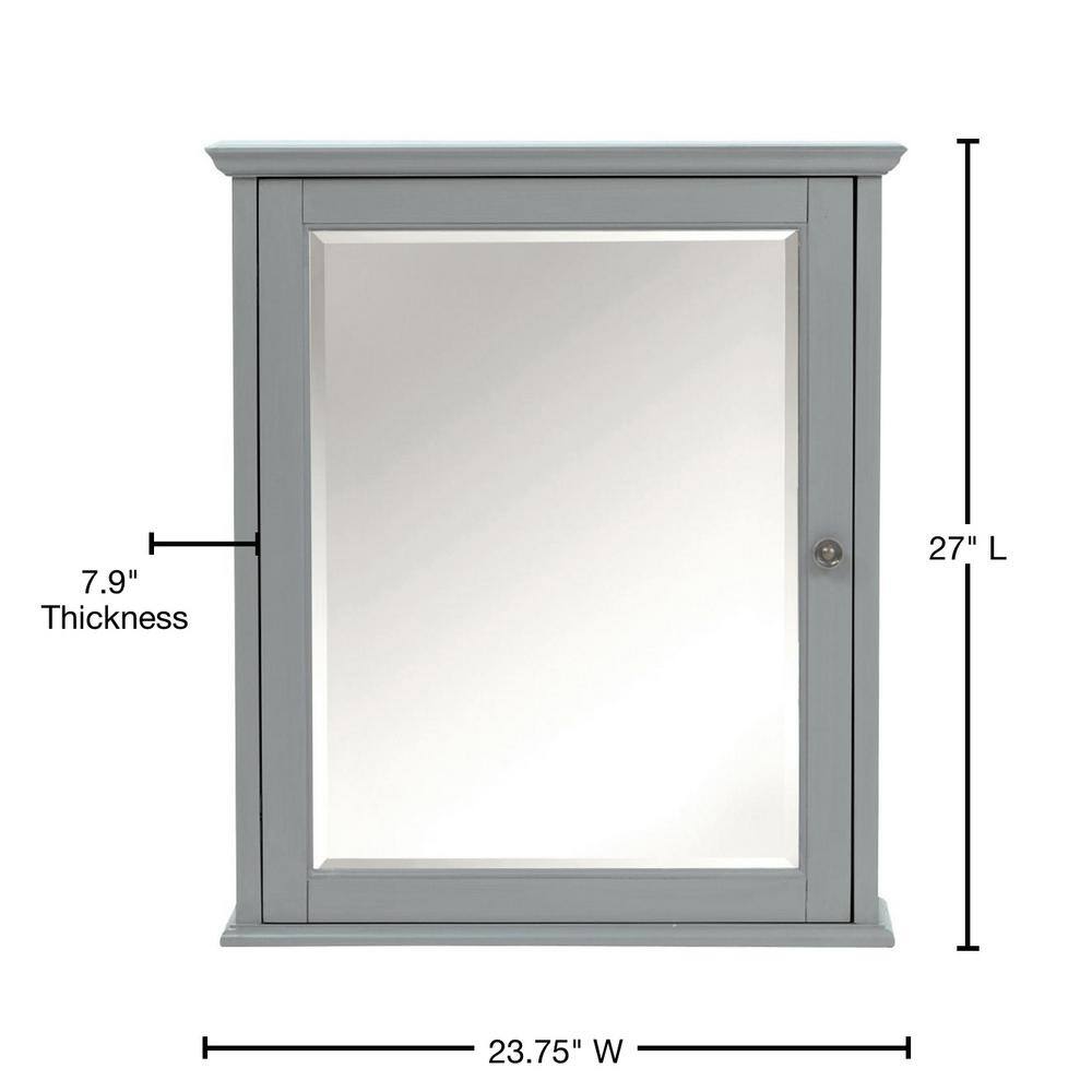 Home Decorators Collection Hamilton 24 in. W x 27 in. H Wall Mirror Cabinet in Grey 0567500270