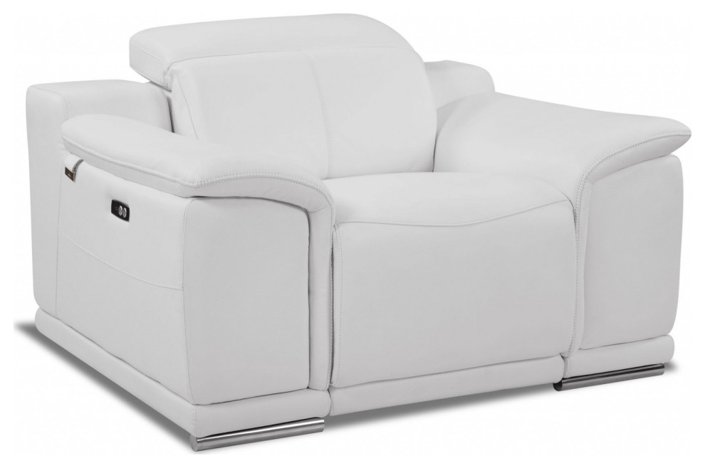 Mod Winter White Italian Leather Recliner Chair   Contemporary   Armchairs And Accent Chairs   by UStradeENT LLC  Houzz