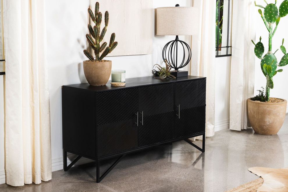 Riddell 3 door Accent Cabinet Black   Modern   Accent Chests And Cabinets   by Modon  Houzz