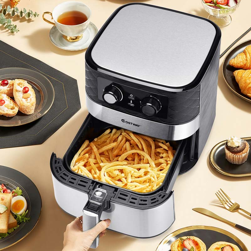 5.3 QT Electric Hot Air Fryer, 1700W Oil-Free Cooker with Timer, Non-Stick Fry Basket