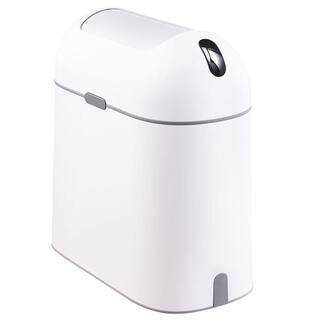 Dracelo Motion Sensor 2.5 Gal. Waterproof Waste Basket with Butterfly lid in. White with Grey Button B09L48632Y