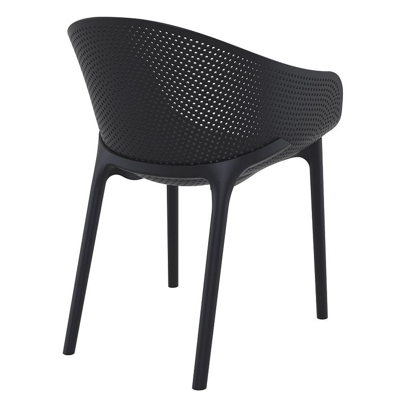 32 Black Solid Outdoor Polypropylene Dining Chair