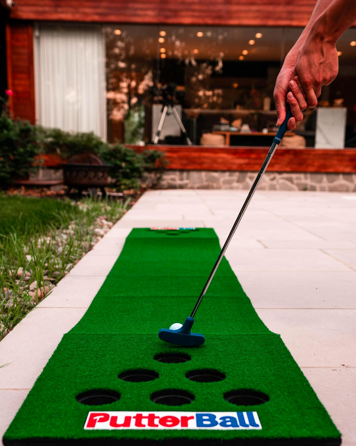 PutterBall Golf Pong Game Set The Original 8211 Includes 2 Putters 2 Golf Balls Green Putting Pong Golf Mat and Golf Hole Covers 8211 Best Backyard Party Golf Game Set  Crowdfused