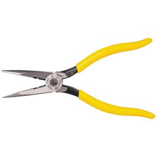 Klein Tools 8 in. Heavy Duty Long Nose Side Cutting Pliers for Wire Stripping D203-8N