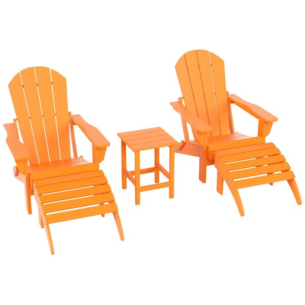 Polytrends Laguna Hdpe All Weather Outdoor Patio Foldable Adirondack Chairs Conversation Set (5Piece Set)