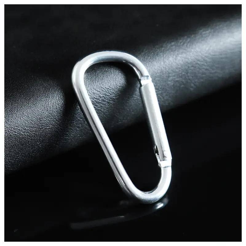 Wholesale 5  flat D Ring accept engraved laser printing silk custom logo aluminum metal steel keychain hook karabiner carabiner