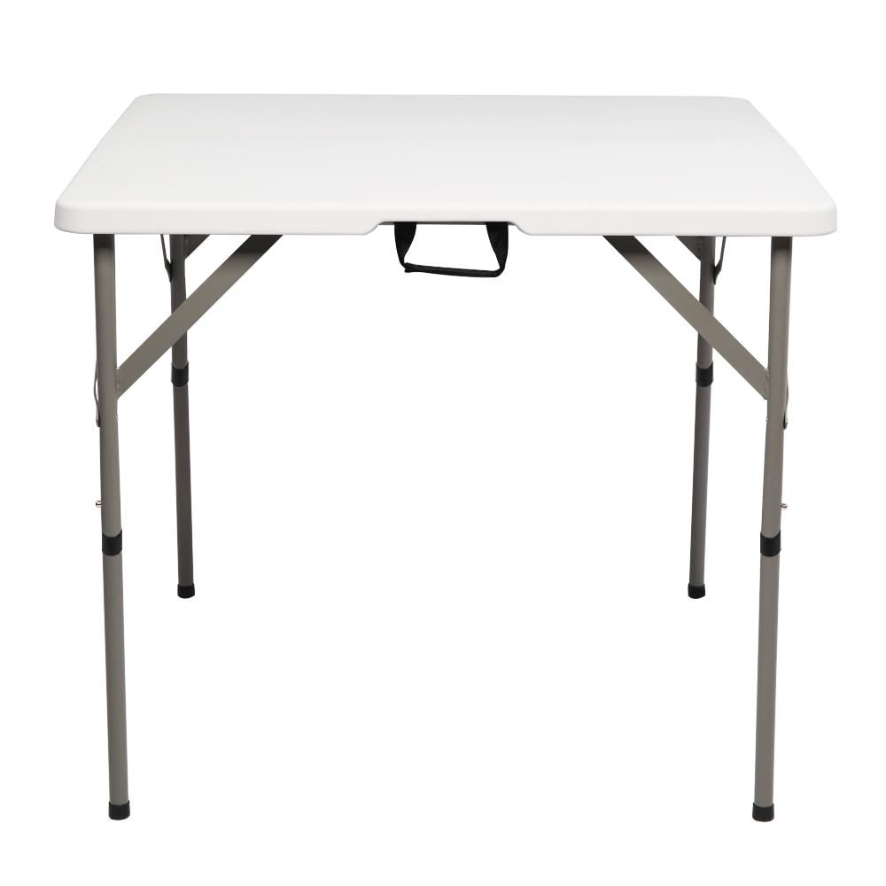 UBesGoo 6ft Square Granite White Plastic Folding Table， 34 in Square Picnic Table